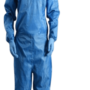 Cleanroom coverall with attached eye-open headgear and net mask
