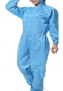 Mandarin collar suit with attached open-face hood and knee-length booties